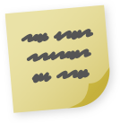 The User Stories logo - a yellow sticky note, slightly askew, with illegible scribbles on it and the bottom right corner curling up.